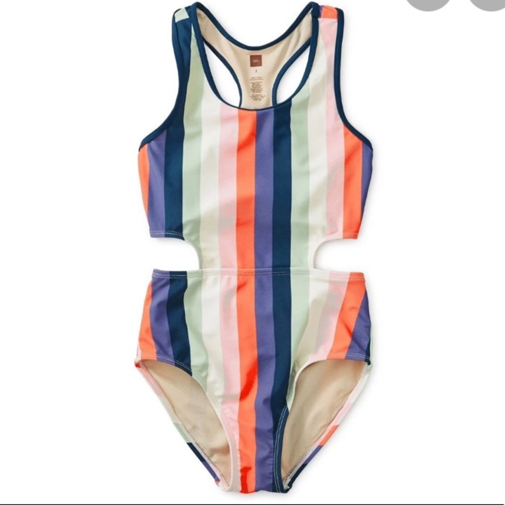 Tea striped cut out one piece